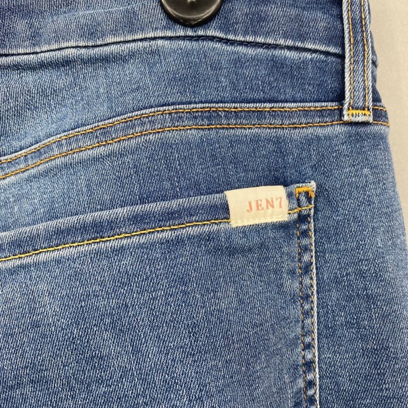 JEN7 7 For All Mankind Slim Boyfriend Jeans Cuffed Cropped Medium Wash Size 18 - Picture 6 of 12